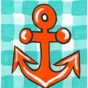 Anchor On Teal And White Check